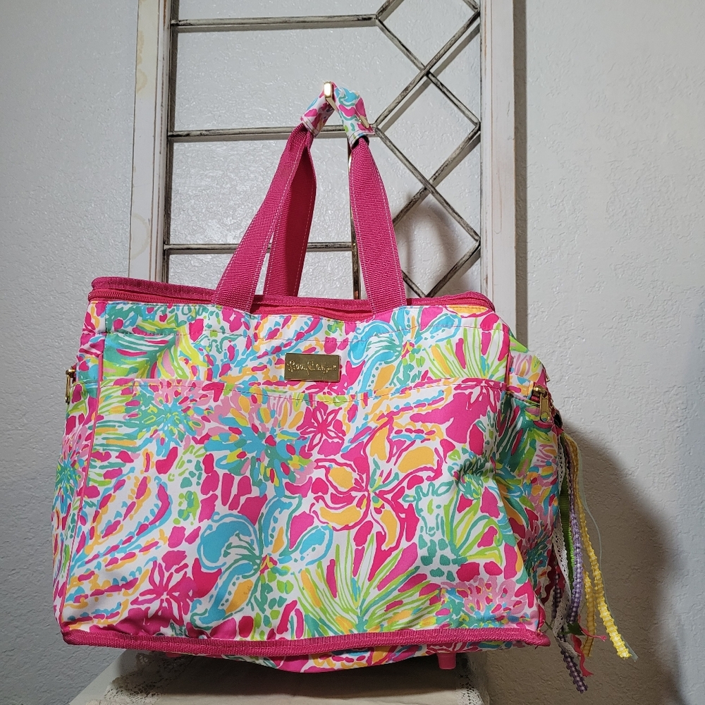 Lilly Pulitzer Isolated Multicolored Floral Beach Cooler with Gold Hardware